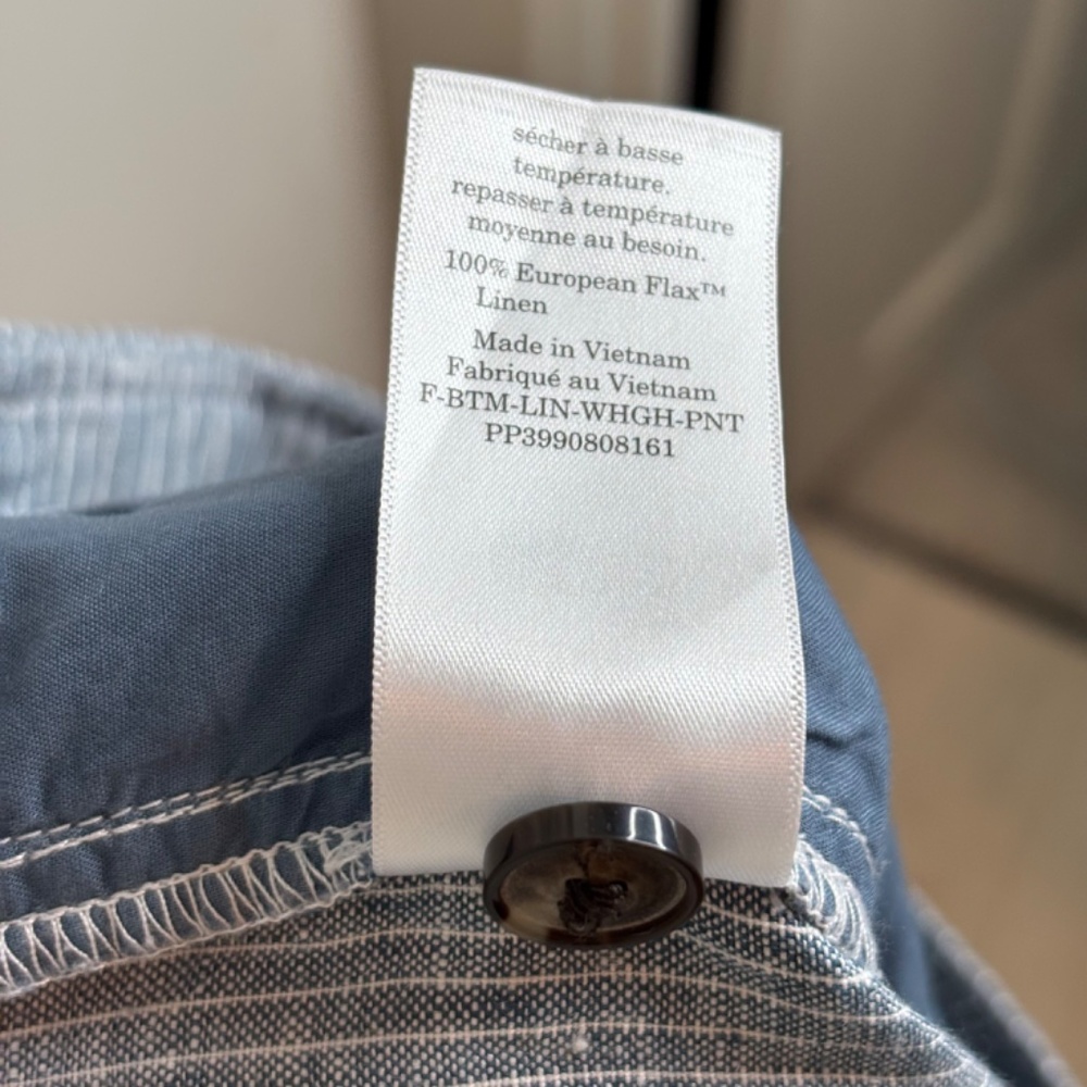 Everlane Linen Way-High Drape Pant 14 Wide Leg Pleated Blue Pinstripe Chambray - Picture 11 of 16